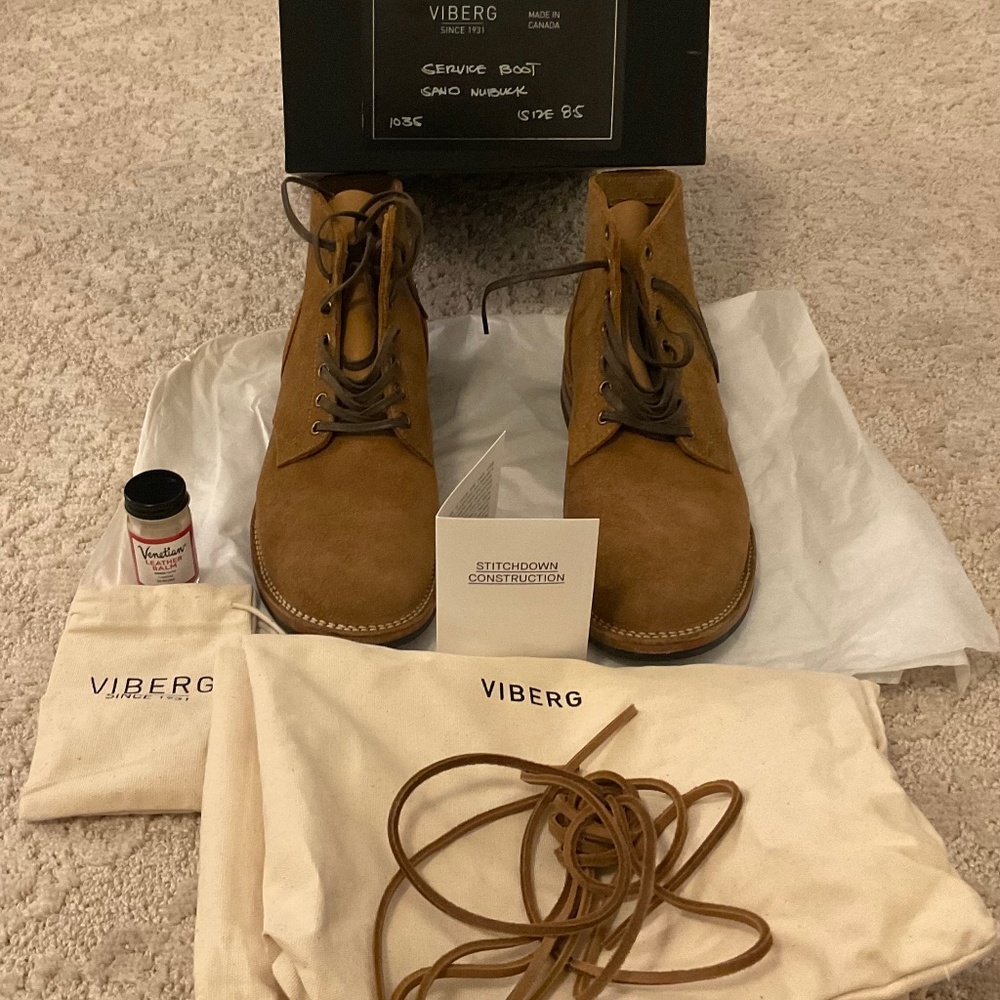Viberg Service Boot in 8.5 Sand Nubuck Color